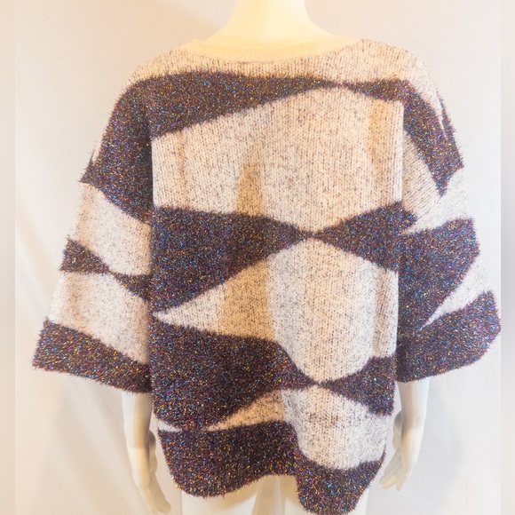 Anthropologie Moth Geometric Sweater Metallic Thread Accents - M - Picture 4 of 4